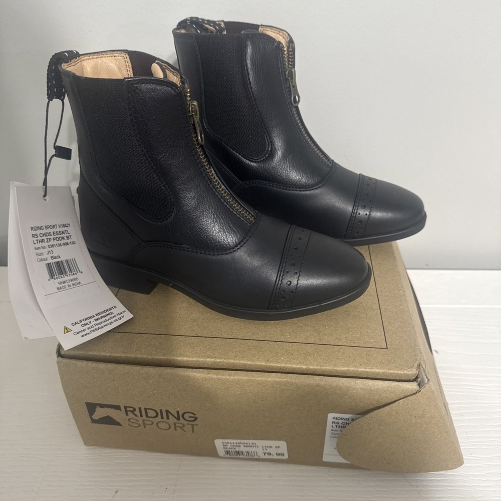 Riding Sport Kids Essential Leather Zip Up Paddock Boots Black Dover Saddlery 13